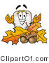 Illustration of a Cartoon Tooth Mascot with Autumn Leaves and Acorns in the Fall by Mascot Junction