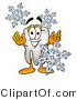 Illustration of a Cartoon Tooth Mascot with Three Snowflakes in Winter by Mascot Junction