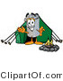 Illustration of a Cartoon Trash Can Mascot Camping with a Tent and Fire by Mascot Junction