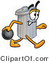 Illustration of a Cartoon Trash Can Mascot Holding a Bowling Ball by Mascot Junction