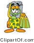 Illustration of a Cartoon Trash Can Mascot in Green and Yellow Snorkel Gear by Mascot Junction