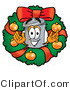 Illustration of a Cartoon Trash Can Mascot in the Center of a Christmas Wreath by Mascot Junction