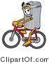Illustration of a Cartoon Trash Can Mascot Riding a Bicycle by Mascot Junction