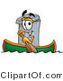 Illustration of a Cartoon Trash Can Mascot Rowing a Boat by Mascot Junction