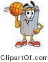 Illustration of a Cartoon Trash Can Mascot Spinning a Basketball on His Finger by Mascot Junction