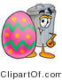 Illustration of a Cartoon Trash Can Mascot Standing Beside an Easter Egg by Mascot Junction