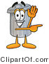 Illustration of a Cartoon Trash Can Mascot Waving and Pointing by Mascot Junction