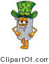 Illustration of a Cartoon Trash Can Mascot Wearing a Saint Patricks Day Hat with a Clover on It by Mascot Junction
