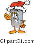 Illustration of a Cartoon Trash Can Mascot Wearing a Santa Hat and Waving by Mascot Junction