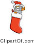 Illustration of a Cartoon Trash Can Mascot Wearing a Santa Hat Inside a Red Christmas Stocking by Mascot Junction