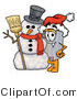 Illustration of a Cartoon Trash Can Mascot with a Snowman on Christmas by Mascot Junction