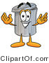 Illustration of a Cartoon Trash Can Mascot with Welcoming Open Arms by Mascot Junction