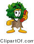 Illustration of a Cartoon Tree Mascot Holding a Telephone by Mascot Junction