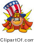Illustration of a Cartoon Uncle Sam Mascot Dressed As a Super Hero by Mascot Junction