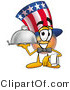 Illustration of a Cartoon Uncle Sam Mascot Dressed As a Waiter and Holding a Serving Platter by Mascot Junction