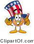 Illustration of a Cartoon Uncle Sam Mascot Holding a Pencil by Mascot Junction