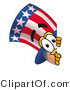 Illustration of a Cartoon Uncle Sam Mascot Peeking Around a Corner by Mascot Junction