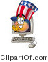 Illustration of a Cartoon Uncle Sam Mascot Waving from Inside a Computer Screen by Mascot Junction