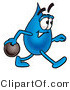 Illustration of a Cartoon Water Drop Mascot Holding a Bowling Ball by Mascot Junction