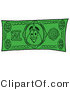 Illustration of a Cartoon Water Drop Mascot on a Dollar Bill by Mascot Junction