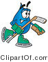 Illustration of a Cartoon Water Drop Mascot Playing Ice Hockey by Mascot Junction