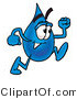 Illustration of a Cartoon Water Drop Mascot Running by Mascot Junction