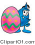 Illustration of a Cartoon Water Drop Mascot Standing Beside an Easter Egg by Mascot Junction