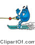 Illustration of a Cartoon Water Drop Mascot Waving While Water Skiing by Mascot Junction