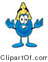 Illustration of a Cartoon Water Drop Mascot Wearing a Birthday Party Hat by Mascot Junction