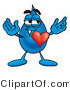 Illustration of a Cartoon Water Drop Mascot with His Heart Beating out of His Chest by Mascot Junction