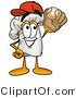 Illustration of a Chef Hat Mascot Catching a Baseball with a Glove by Mascot Junction