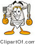 Illustration of a Chef Hat Mascot Holding a Knife and Fork by Mascot Junction
