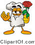 Illustration of a Chef Hat Mascot Holding a Red Rose on Valentines Day by Mascot Junction