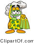 Illustration of a Chef Hat Mascot in Green and Yellow Snorkel Gear by Mascot Junction