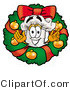 Illustration of a Chef Hat Mascot in the Center of a Christmas Wreath by Mascot Junction