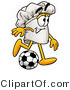 Illustration of a Chef Hat Mascot Kicking a Soccer Ball by Mascot Junction