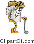 Illustration of a Chef Hat Mascot Leaning on a Golf Club While Golfing by Mascot Junction