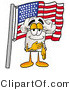 Illustration of a Chef Hat Mascot Pledging Allegiance to an American Flag by Mascot Junction