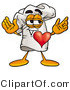 Illustration of a Chef Hat Mascot with His Heart Beating out of His Chest by Mascot Junction