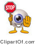 Illustration of a Eyeball Mascot Holding a Stop Sign by Mascot Junction