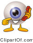 Illustration of a Eyeball Mascot Holding a Telephone by Mascot Junction