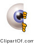 Illustration of a Eyeball Mascot Peeking Around a Corner by Mascot Junction