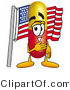 Illustration of a Medical Pill Capsule Mascot Pledging Allegiance to an American Flag by Mascot Junction