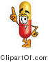 Illustration of a Medical Pill Capsule Mascot Pointing Upwards by Mascot Junction