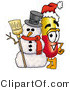 Illustration of a Medical Pill Capsule Mascot with a Snowman on Christmas by Mascot Junction