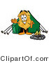 Illustration of a Police Badge Mascot Camping with a Tent and Fire by Mascot Junction