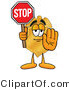 Illustration of a Police Badge Mascot Holding a Stop Sign by Mascot Junction