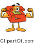 Illustration of a Red Cartoon Telephone Mascot Flexing His Arm Muscles by Mascot Junction