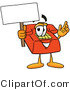 Illustration of a Red Cartoon Telephone Mascot Holding a Blank Sign by Mascot Junction