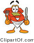 Illustration of a Red Cartoon Telephone Mascot Holding a Knife and Fork by Mascot Junction